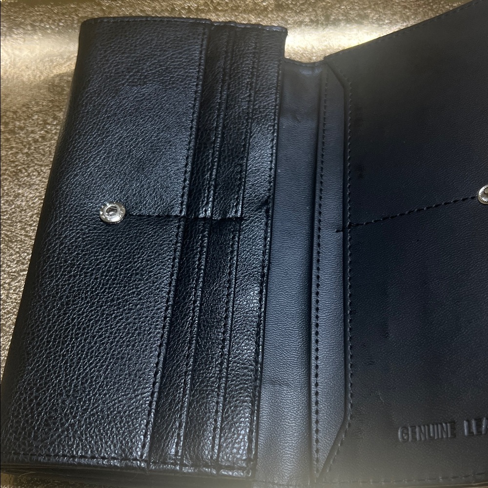 #1532** Vintage Black Genuine Leather Wallet - Picture 4 of 15